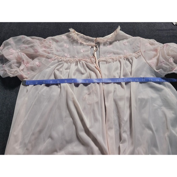 Vintage 50s 60s Nightgown And Bed Coat Robe Set Lingerie Peignoir M/L USA Pink - Picture 13 of 15